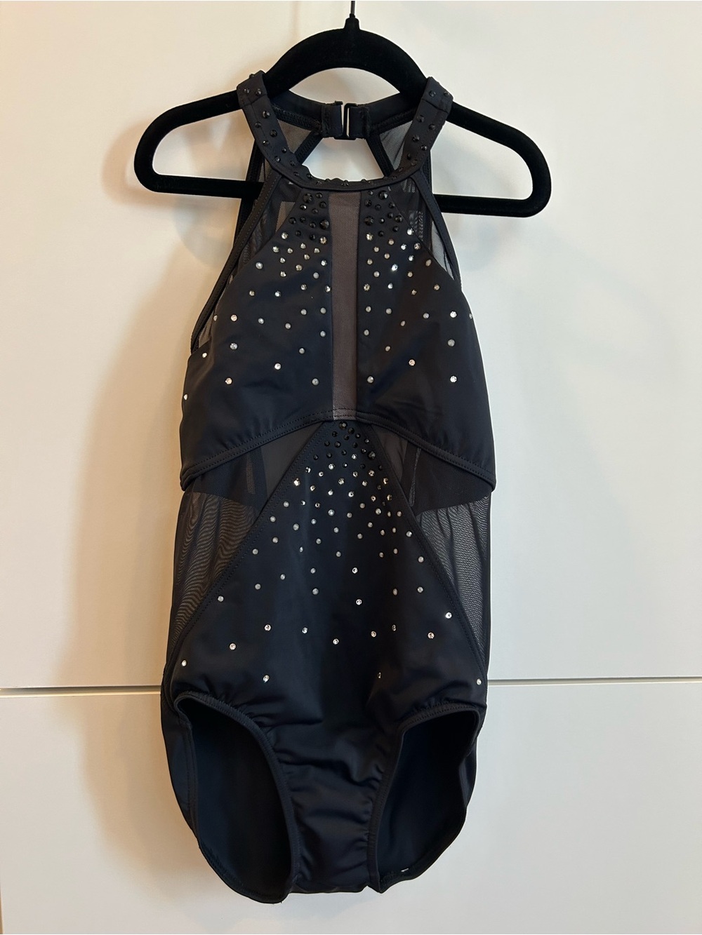 Ivy Sky Performance by Weissman Crystal Halter Leotard - Size MC